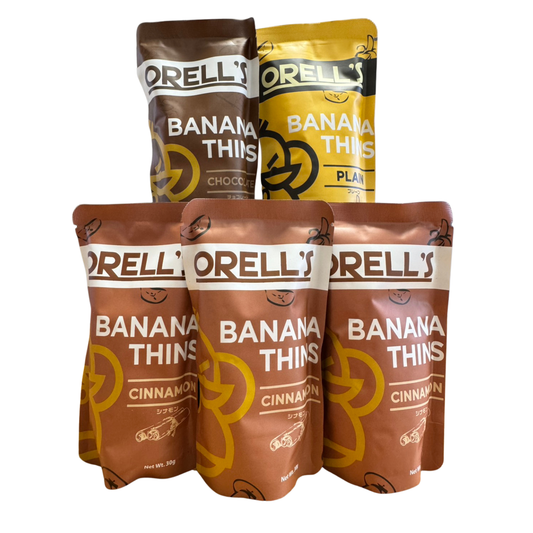 ORELL’S バナナチップス30g ３種5袋セット（シナモン×3・プレーン×1・チョコレート×1）